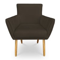 Poltrona Decorativa Leticia Suede Marrom Pés Palito Castanho - Pallazio