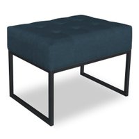 Puff Lisa Suede Azul Marinho Base Metálica Industrial Preto - Pallazio