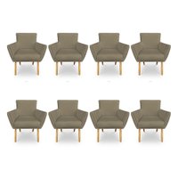 Kit 8 Poltronas Decorativa Leticia Suede Marrom Rato Pés Palito Castanho - Pallazio