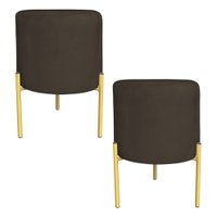 Kit 2 Puffs Decorativo Soren Suede Marrom Pés de Ferro Dourado - Pallazio