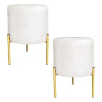 Kit 2 Puffs Decorativo Soren Suede Bege Pés de Ferro Dourado - Pallazio