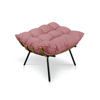 Puff Costela Suede Rosê Base Metálica - Pallazio