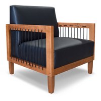 Poltrona Decorativa Marilia Corano Preto Base em Madeira Castanho - Pallazio