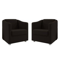 Kit 2 Poltronas Decorativa Ana Suede Marrom Pés Cromado - Pallazio