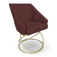 Poltrona Luxo Alana Suede Marsala Base de Ferro Dourado - Pallazio