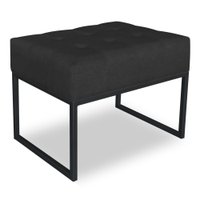 Puff Lisa Suede Preto Base Metálica Industrial Preto - Pallazio