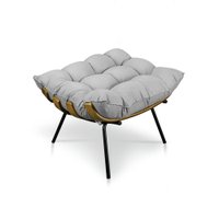 Puff Costela Suede Cinza Base Metálica - Pallazio
