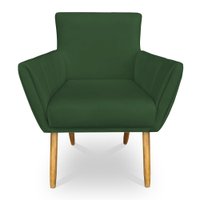 Poltrona Decorativa Leticia Suede Verde Pés Palito Castanho - Pallazio