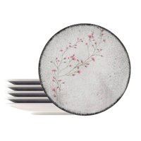 Jogo 6 Pratos Rasos Porcelana Floralis Tramontina 25cm Mesa Posta Restaurante Eventos