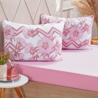 Jogo de Cama Solteiro Dreams Malha 100% Algodão 88x188x25cm Rosa