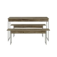 Conjunto de Mesa de Jantar Retangular com 2 Bancos Studio Carvalho e Branco
