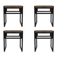 Conjunto com 4 Bancos Wooden Carvalho Dark e Preto