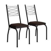 Conjunto com 2 Cadeiras Chipre Revestimento Sintético Cacau e Preto