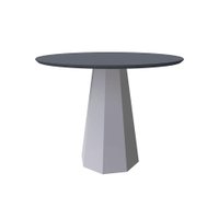 Mesa de Jantar Redonda com Tampo de Vidro Isis Cinza e Off White 100 cm