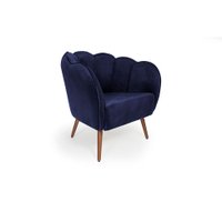 Poltrona Ariel Pé Palito Suede Marinho e Cobre