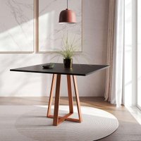 Mesa de Jantar Quadrada Mônaco Cobre e Preta 110 cm