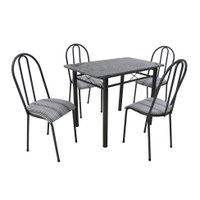 Conjunto de Mesa com 4 Cadeiras Genebra Preto Listrado