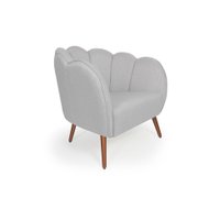 Poltrona Ariel Pé Palito Linho Creme e Cobre