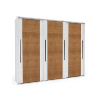 Guarda-Roupa Casal Sevilha Flex com Pés 3 Portas 4 Gavetas Freijó e Branco