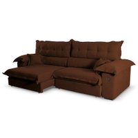 Sofá 4 Lugares Retrátil e Reclinável com USB Absoluto Linho Café