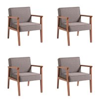 Conjunto com 4 Poltronas Júlia Natural e Cinza