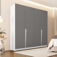 Guarda-Roupa Casal Porto 4 Portas 4 Gavetas Branco e Cinza