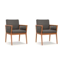 Conjunto com 2 Poltronas Chicago Linho Cinza