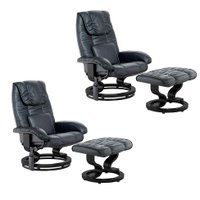 Conjunto com 2 Poltronas de Massagem com Puff Louisiana Preto