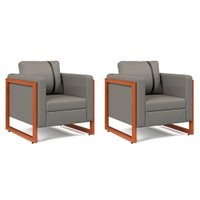 Conjunto com 2 Poltronas Lin Linho Cimento