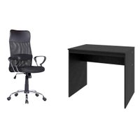 Conjunto de Mesa Office com Cadeira de Escritório Diretor Giratória Vancouver Preta