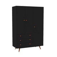 Guarda-Roupa Solteiro Jolie 3 Portas 3 Gavetas Preto