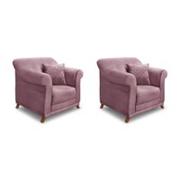 Conjunto com 2 Poltronas Abruzzo Veludo Uva