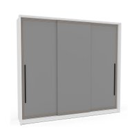 Guarda-Roupa Casal Valência 3 Portas 4 Gavetas Branco e Cinza