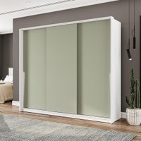 Guarda-Roupa Casal Porto 3 Portas 4 Gavetas Branco e Verde