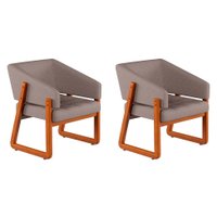 Conjunto com 2 Poltronas Air Linho Cinza e Amêndoa