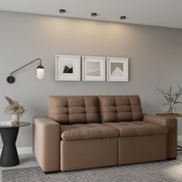 Sofá 3 Lugares Retrátil e Reclinável Cassis Suede Bege