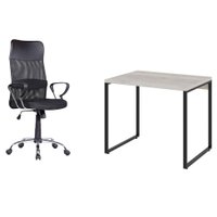 Conjunto de Mesa Kuadra Bege com Cadeira de Escritório Diretor Giratória Vancouver Preta