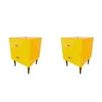 Conjunto com 2 Mesas de Cabeceira Adore Amarelo