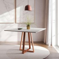 Mesa de Jantar Quadrada Mônaco Cobre e Branca 90 cm