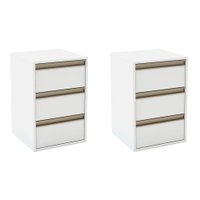 Conjunto com 2 Mesas de Cabeceira Pux Calha 6 Gavetas Branca