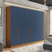 Guarda-Roupa Casal Porto 6 Portas 4 Gavetas Freijó e Azul