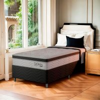Cama Box com Colchão Solteirão Harold Molas Ensacadas (22x108x198) Branco e Cinza