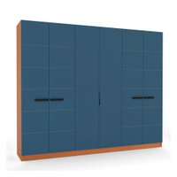 Guarda-Roupa Casal Lisboa 6 Portas 4 Gavetas Freijó e Azul