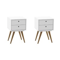 Conjunto com 2 Mesas de Cabeceira Retrô 4 Gavetas Branco