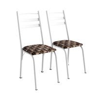 Conjunto com 2 Cadeiras Peters Revestimento Sintético Palha e Branco