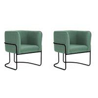 Conjunto com 2 Poltronas Betina Linho Mescla Verde Salvia e Preta