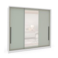 Guarda-Roupa Casal com Espelho Valência 3 Portas 4 Gavetas Branco e Verde