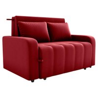 Sofa Cama 2 Lugares 138 cm Amora Veludo Maserati Vermelho Milani Store