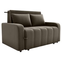 Sofa Cama 2 Lugares 138 cm Amora Veludo Maserati Marrom Milani Store