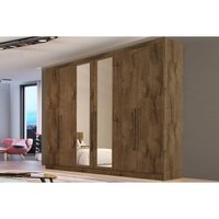 Guarda Roupa Casal 6 Portas (2 c/ Espelho) e 4 Gavetas Oslo Braúna - Europa